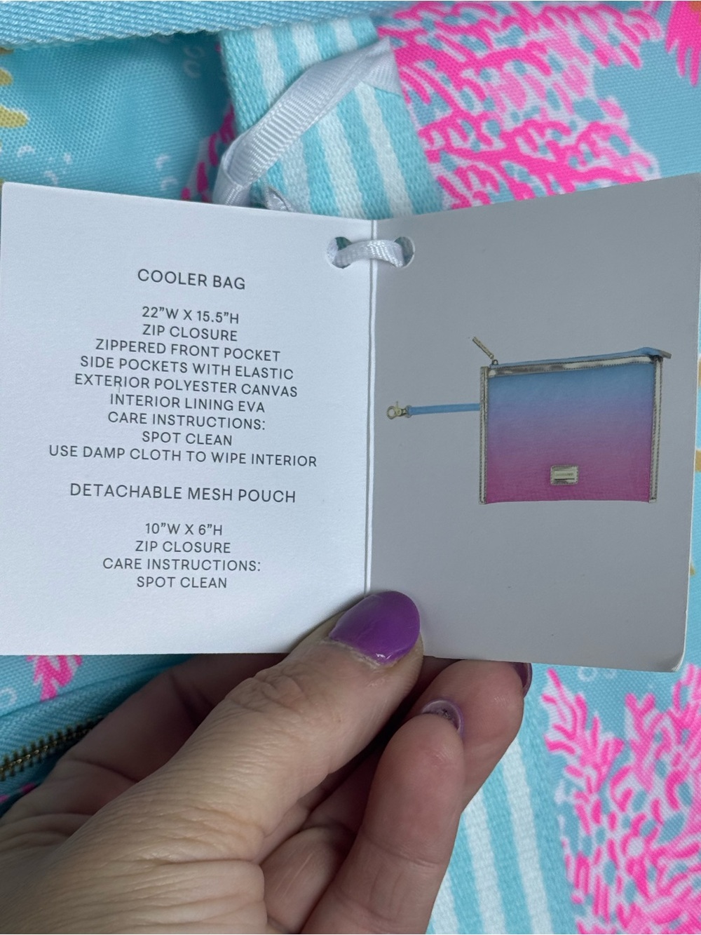 Lilly Pulitzer Royal Coral Cooler Bag Aqua Pink Insulated CrossbodyTote NWT - Picture 8 of 10